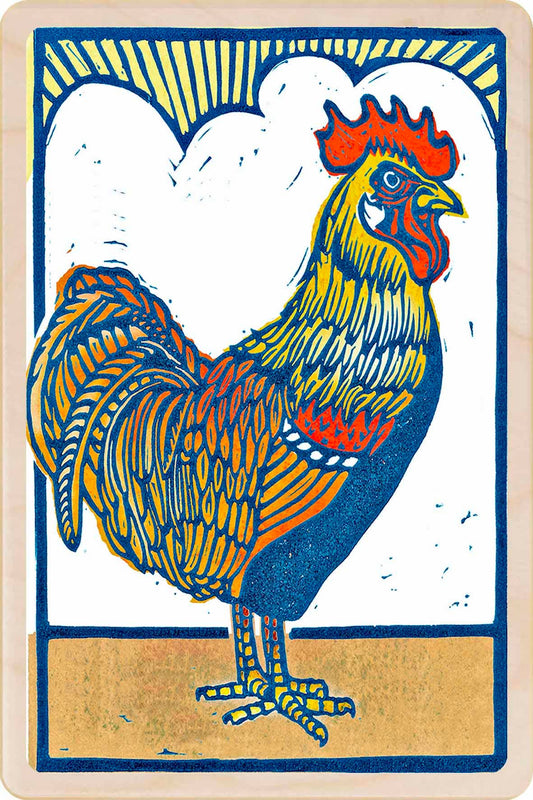 Sunrise Cockerel Wooden Postcard