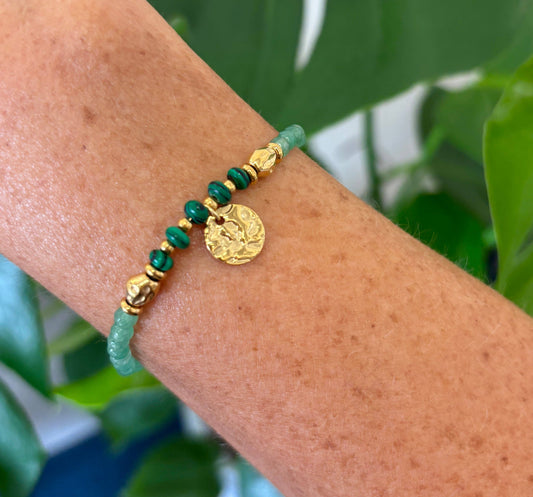 18ct Gold Plated Natural Stone Beads Bracelet