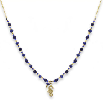 Tara Seahorse Lapis Lazuli Gold Necklace