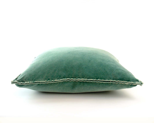 Cotton Velvet Cushion - Emerald