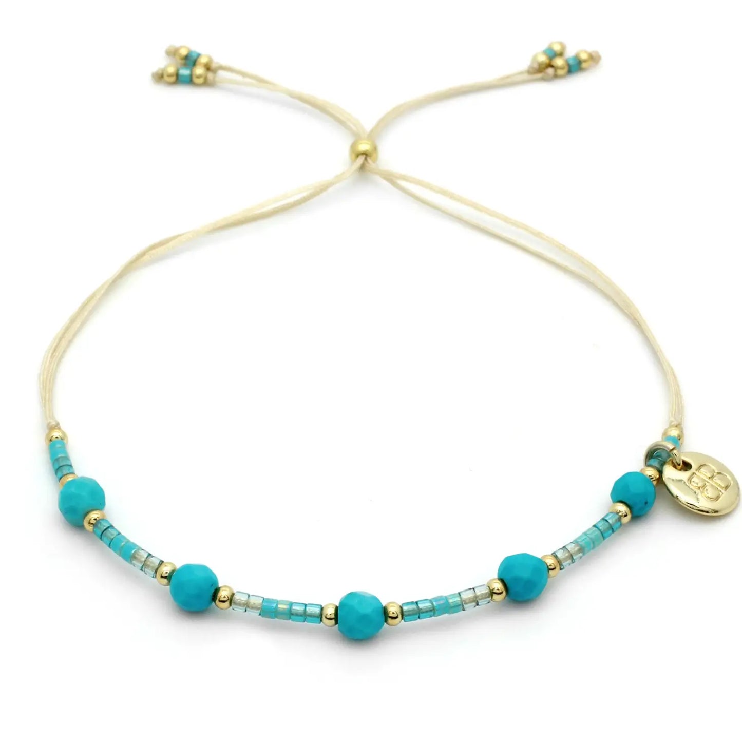 Ribbon Turquoise Gold Gemstone Bracelet