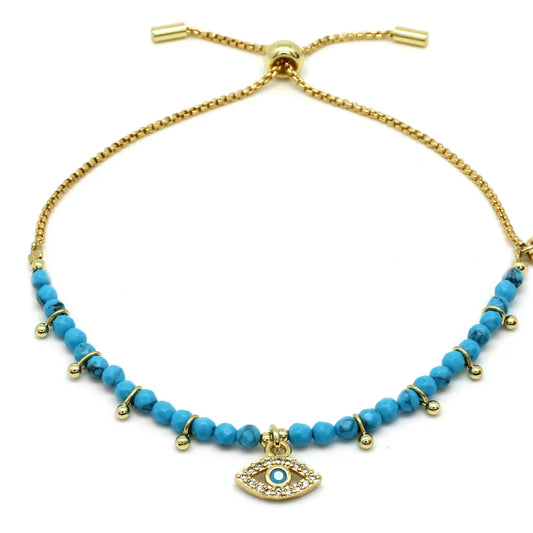 Brela Blue Eye Charm Gold Bracelet