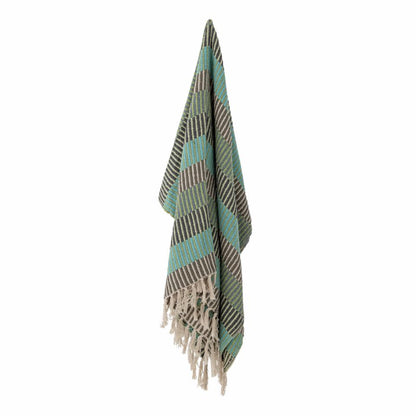 Blue/Green Stripe Throw - Recycled Cotton