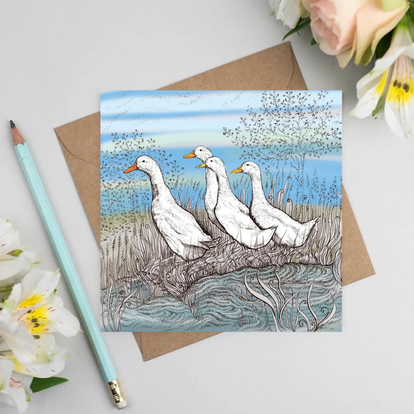 Ducks In A Row Greeting Card
