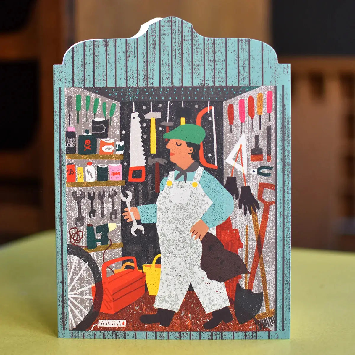 Man In Shed Cut Card