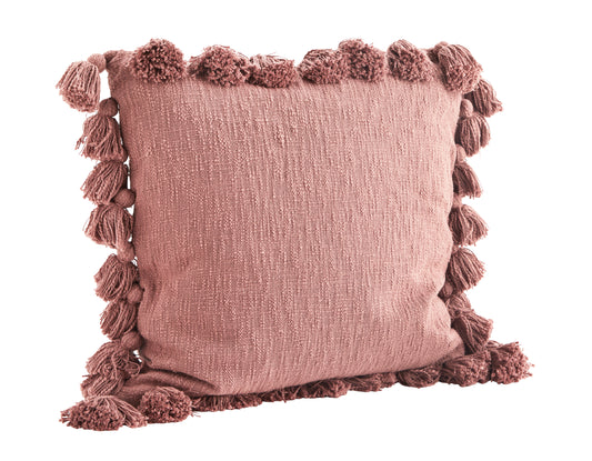 Cotton Cushion With Tassels - Rose