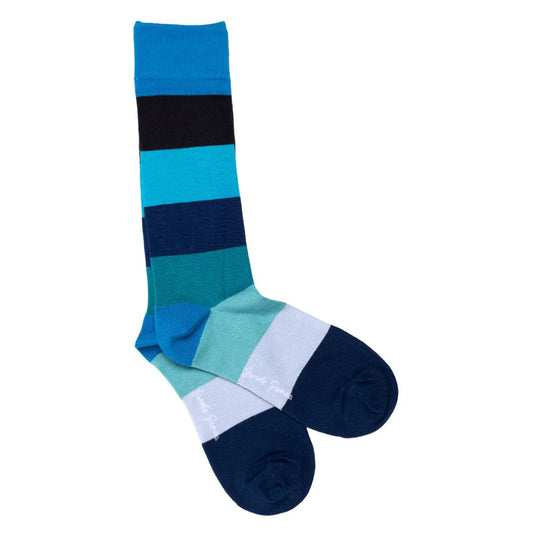 Swole Panda - Blue Block Stripe Bamboo Socks