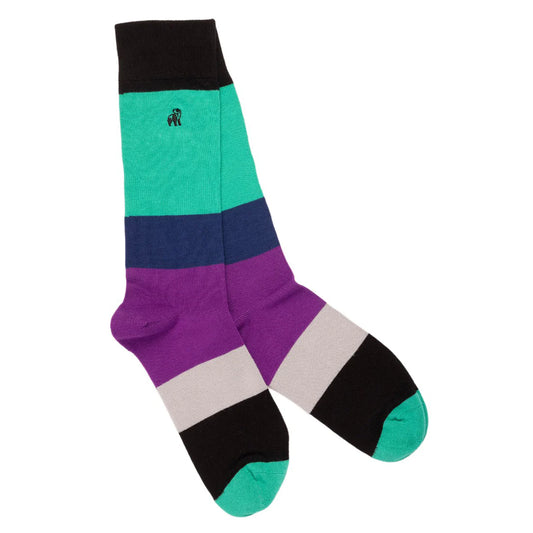 Swole Panda - Green Block Stripe Bamboo Socks