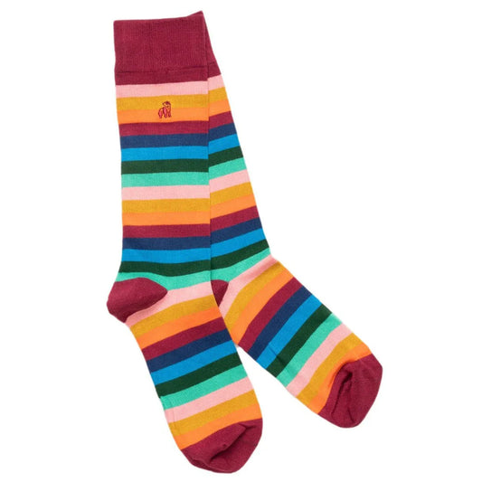 Swole Panda - Women’s Multi Coloured Stripe Bamboo Socks