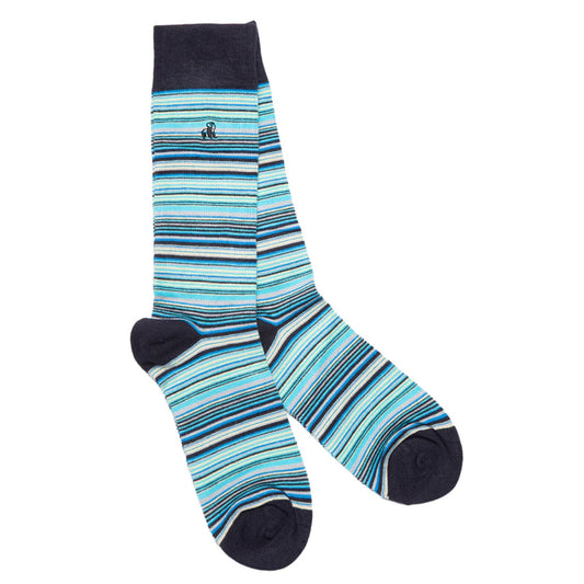 Swole Panda - Navy & Blue Narrow Stripe Bamboo Socks