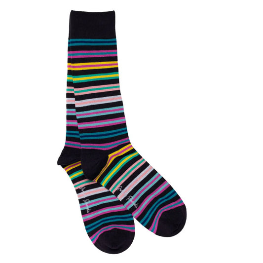 Swole Panda - Women’s Navy Multi Stripe Bamboo Socks