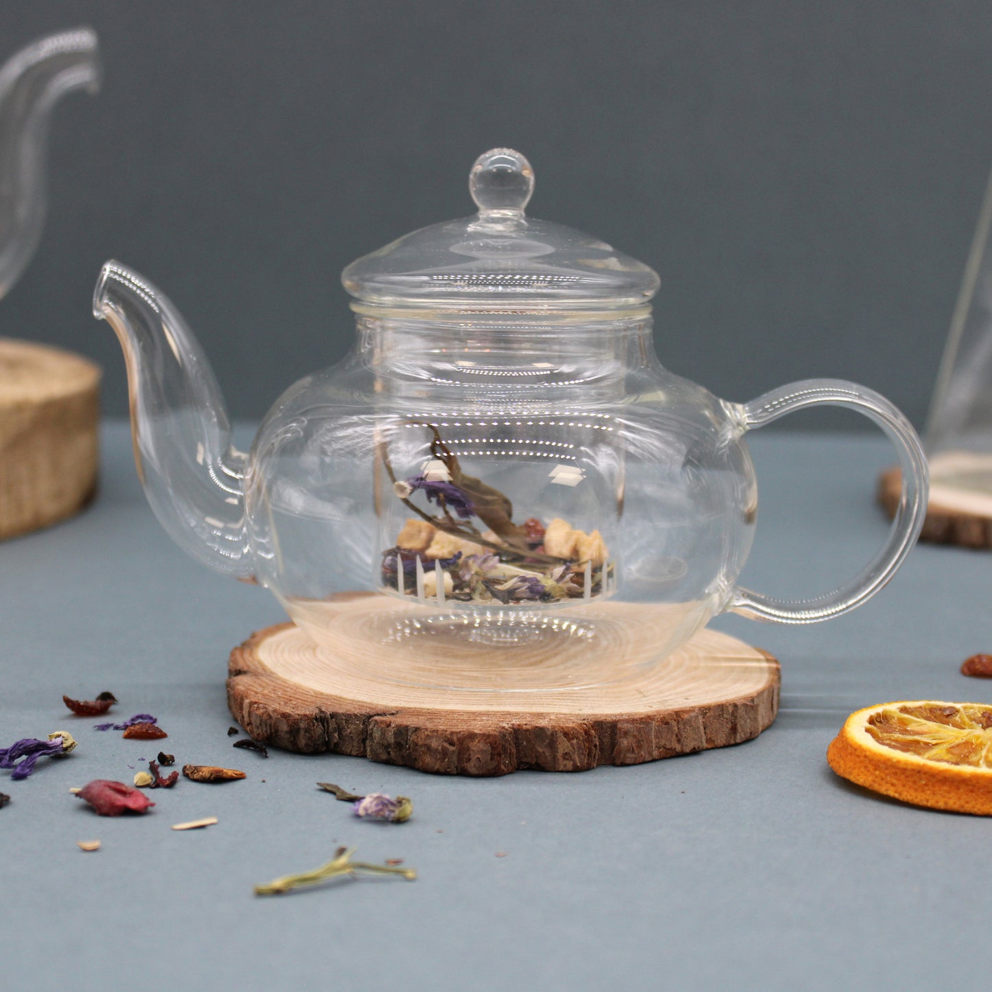 Small Round Pearl Glass Infuser Teapot
