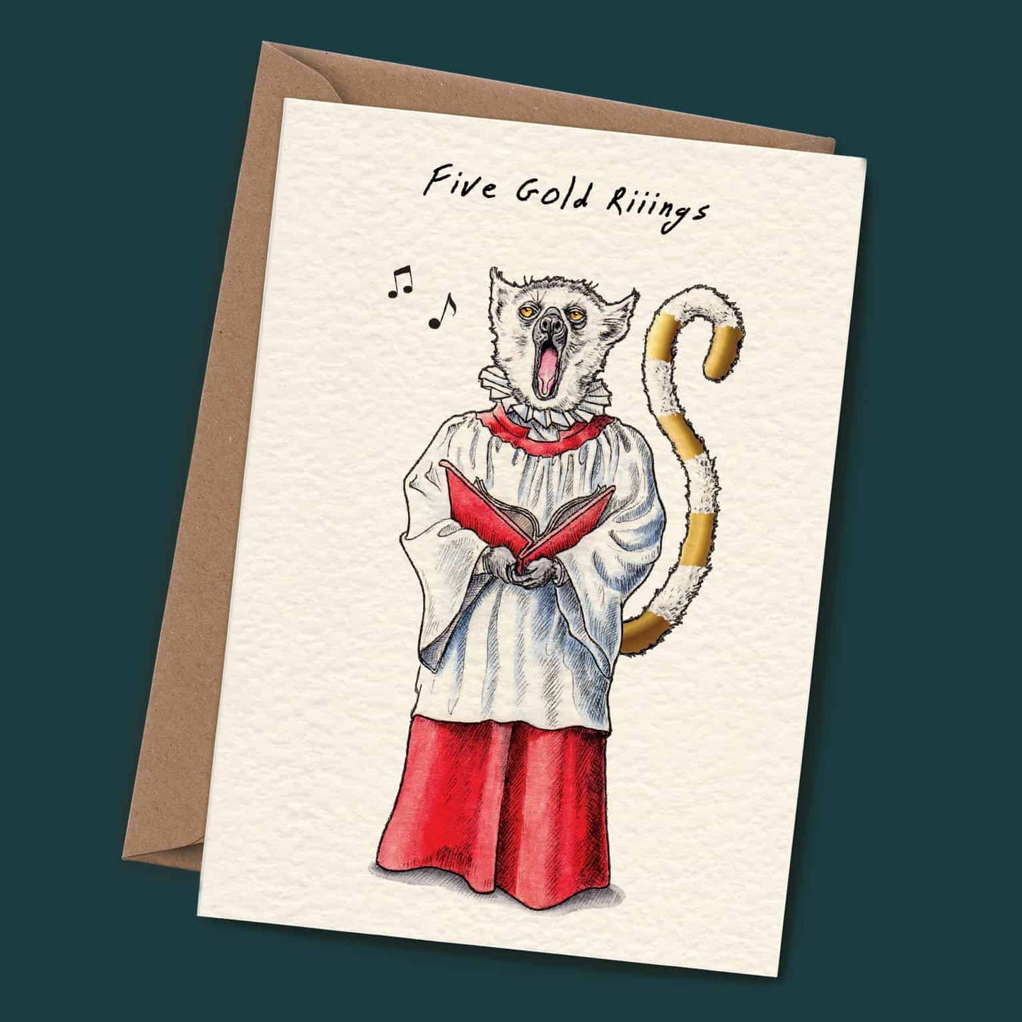 Five Gold Rings Card - Christmas Card - Holiday Card