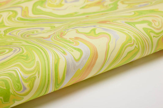 Hand Marbled Gift Wrap Sheets - Free Spirit Limoncello