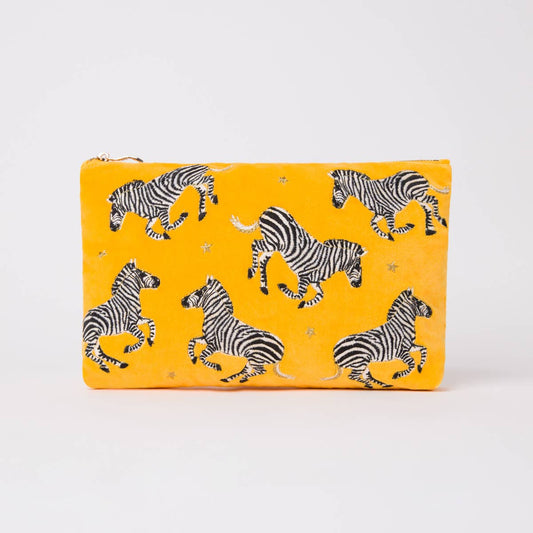 Zebra Everyday Pouch: Velvet / yellow