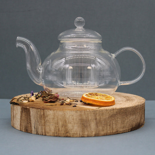 Round Pearl Glass Infuser Teapot