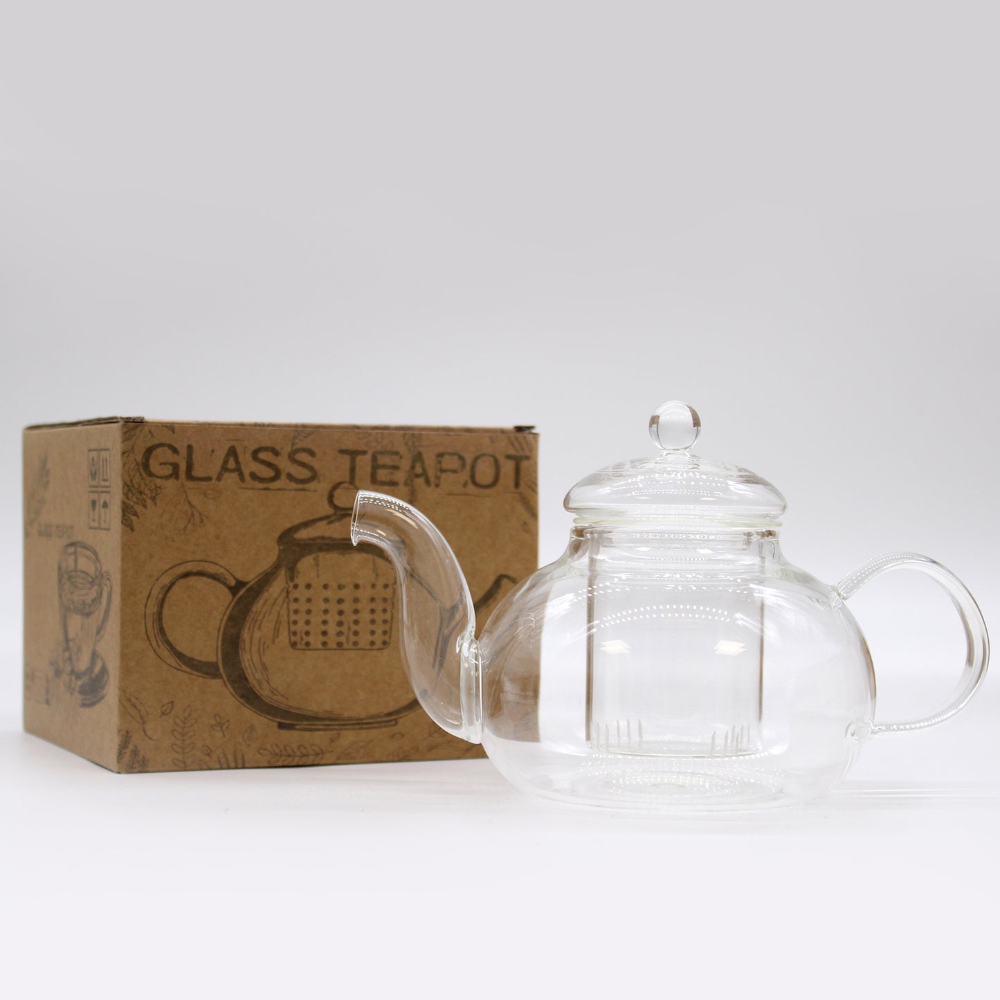 Round Pearl Glass Infuser Teapot