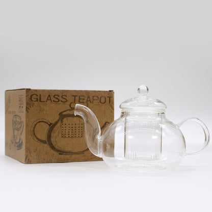 Round Pearl Glass Infuser Teapot