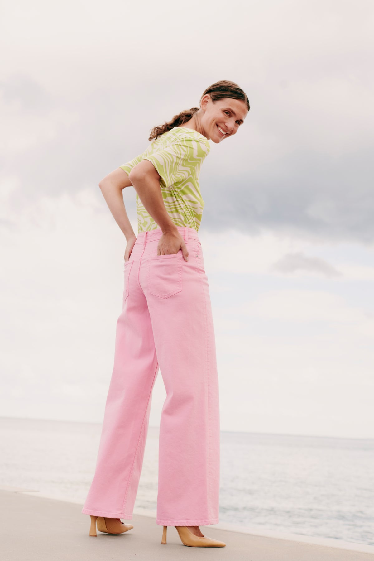 b.young Wide Leg Pink Jeans