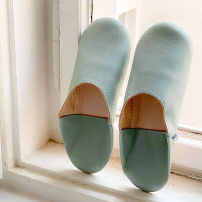 Moroccan leather Slipper/ Simple Mariage Grey