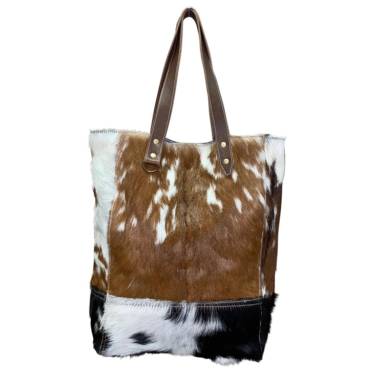 Tall Leather Hide Tote