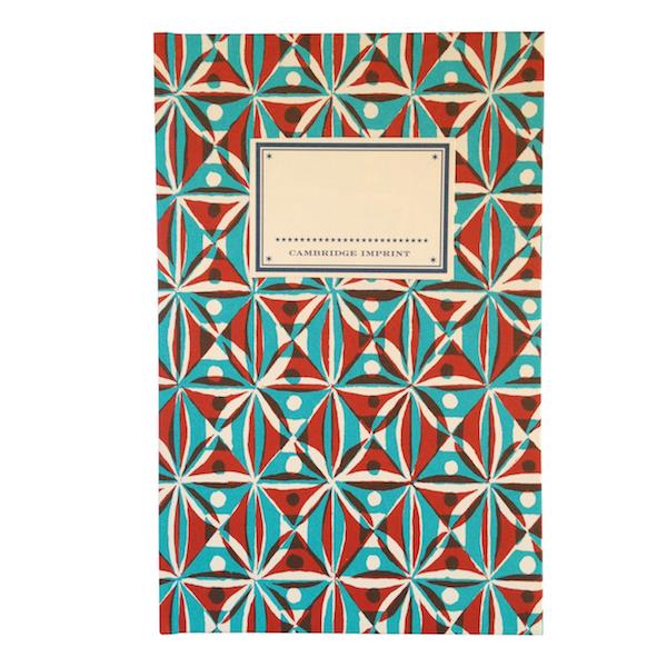 Hand Printed Hardback Notebook - Brown and Turquoise