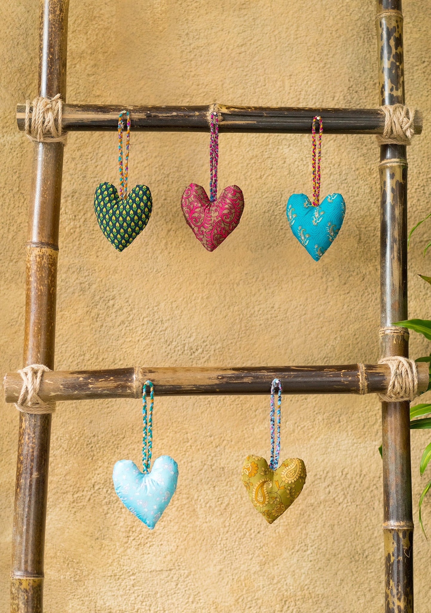 Hanging Recycled Sari Heart