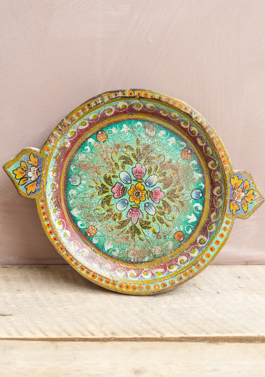 Hand Painted Vintage Tray, Turquoise