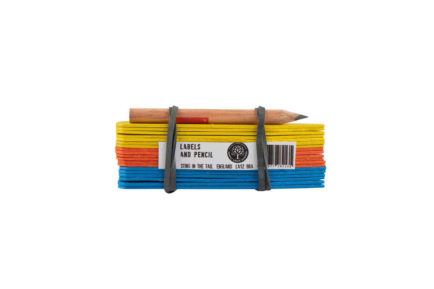 10 Mini-coloured Labels & Pencil