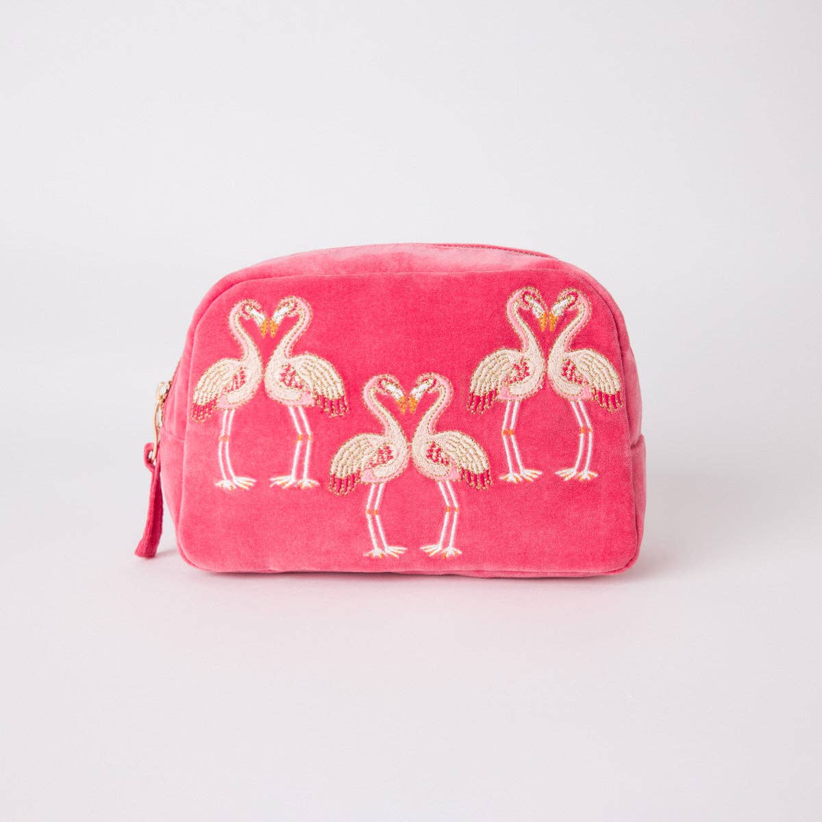 Flamingo Cosmetics Bag: Velvet / Blush Pink
