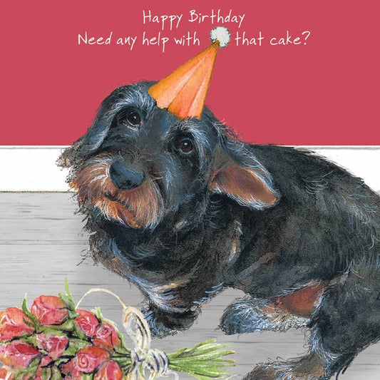 Daschund & Flowers Birthday Card, Maisie