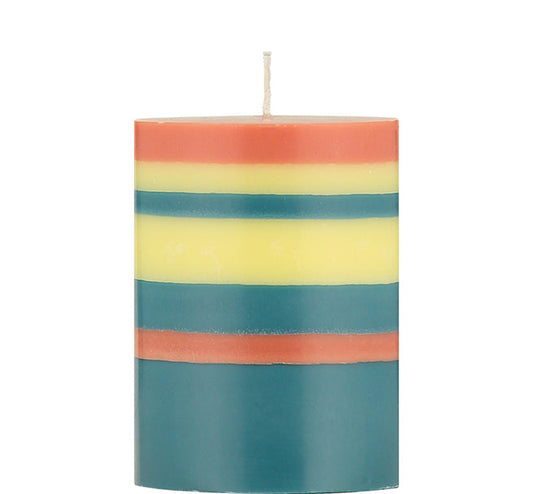 Striped Jasmine, Rust & Blue Pillar Candles