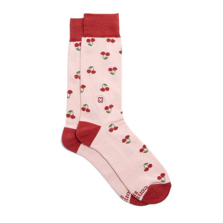 Socks That Support Self-Checks Cherry Pattern