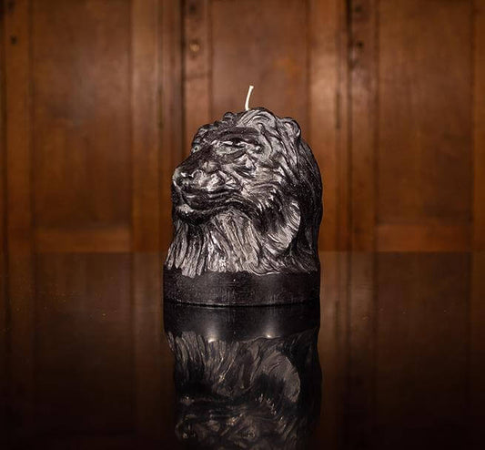 Jet Black Lion Head Candle