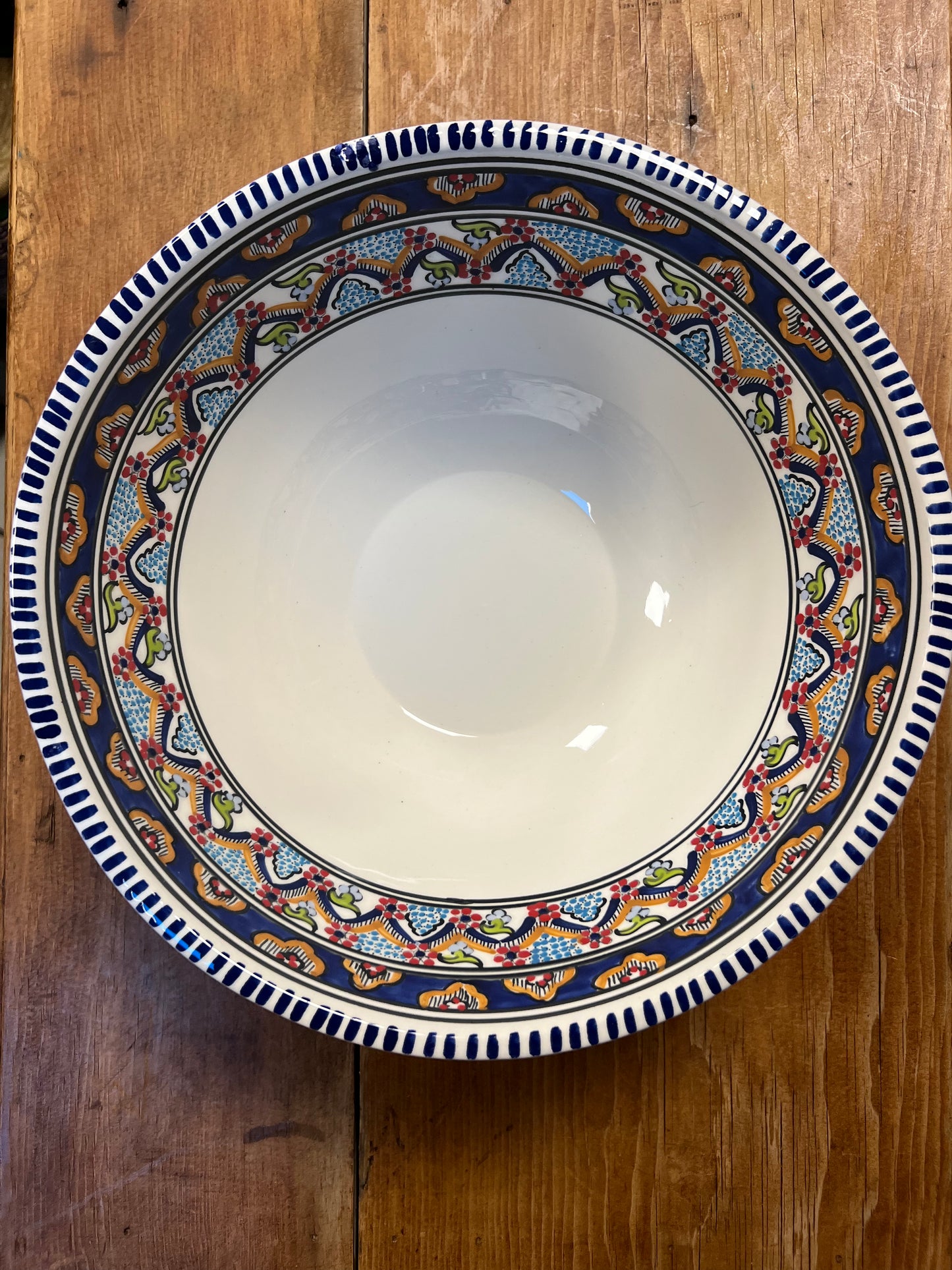 Extra Large Patterned Mixing Bowl- Blue