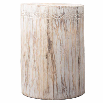 Wooden Tribal Stool/Table Whitewash