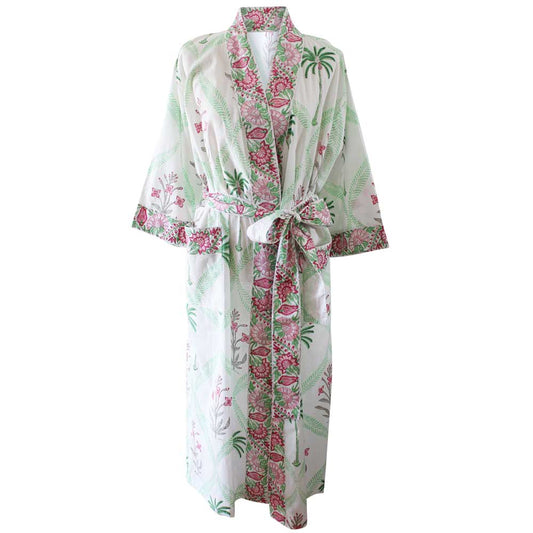 Floral Pink Palm Dressing Gown