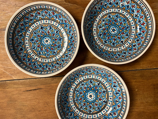 Patterned Blue Medium Bowl