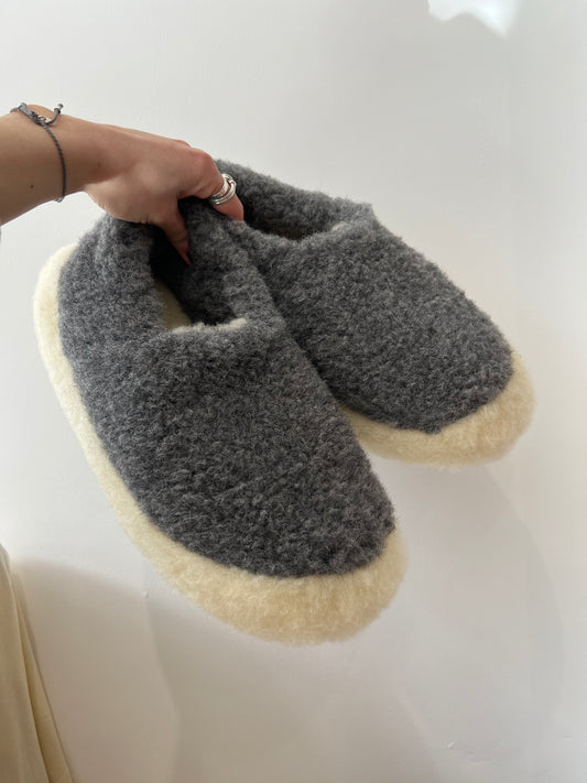 Yoko Wool - Light Grey Sheep Wool Slippers