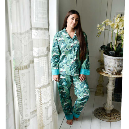 Green Leaf Print Ladies Pyjamas