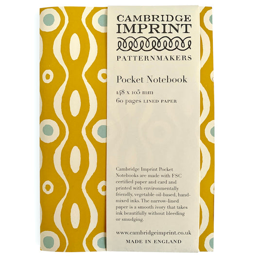 Pocket Notebook Hand Printed- Mustard